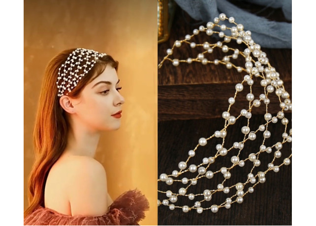 Accesoriu cu perle si design auriu